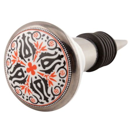 Orange And Black Ceramic Wine Stopper